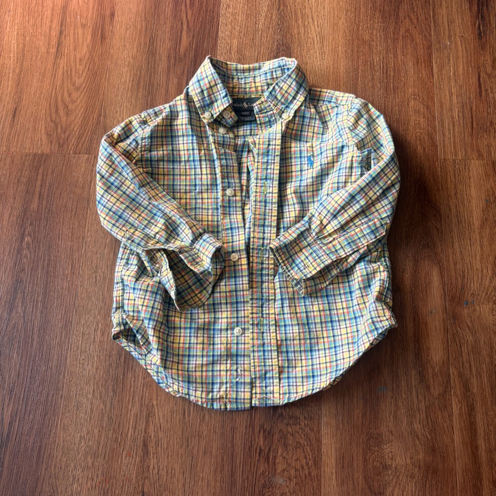 Ralph Lauren Plaid Button-Up Shirt for Boy 2T Spring Easter Photos